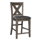 Ensemble de salle à manger 7 pièces, chaises à dossier ajouré, bois gris foncé, polyester