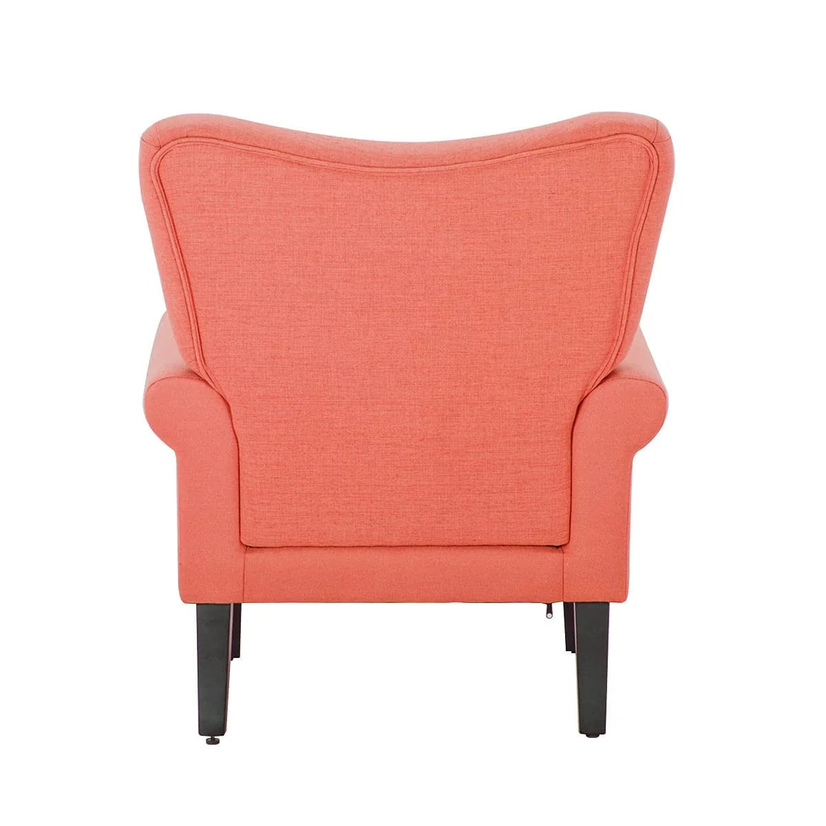 Fauteuil d'appoint moderne Erommy, fauteuil à dossier haut, canapé simple en tissu rembourré avec boutons et pieds en bois pour salon