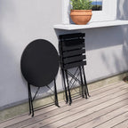 Ensemble bistrot pliant en métal 3 pièces, salon de conversation intérieur/extérieur résistant aux intempéries pour patio, cour, jardin