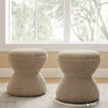 VANOMi Ottoman rembourré Boucle Djembe avec base pivotante, pouf, tabouret de coiffeuse pivotant pour salon, dressing (lot de 2)