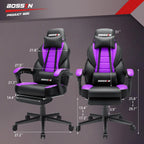 Chaise de jeu style course BOSSIN, fauteuil gamer grande taille 300 lb, chaise d'ordinateur à dossier haut