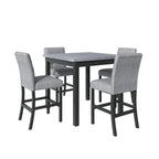 Ensemble de salle à manger 5 pièces hauteur comptoir, ensemble de table à manger en bois avec table rectangulaire et 4 chaises hautes rembourrées