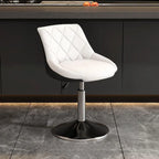 Tabouret de bar pivotant, capitonné en losanges, réglable, cuir PU noir et rouge
