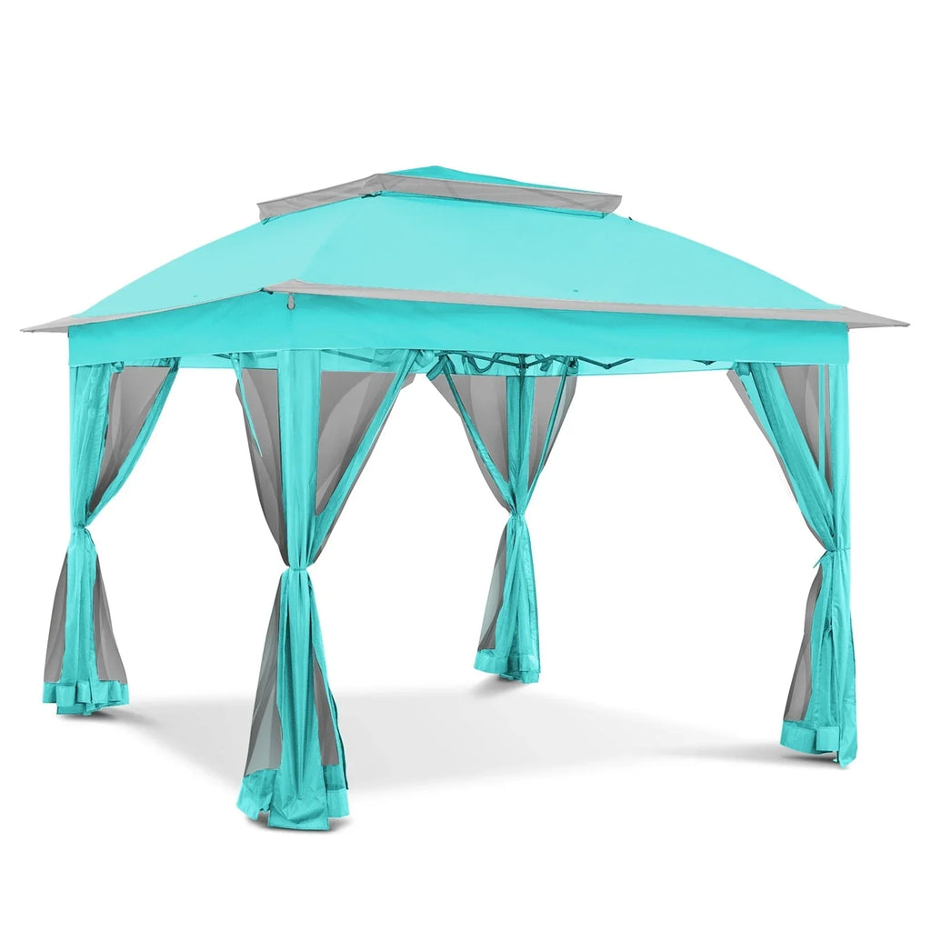 Cozywor Tonnelle escamotable en acier de 3,35 m x 3,35 m avec moustiquaire