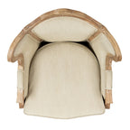 Fauteuil à oreilles Safavieh Couture Kali en chêne et lin naturel - 34 larg. x 34 prof. x 40 haut.