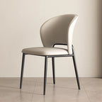 Chaise de salle à manger moderne en similicuir courbé à dossier bas