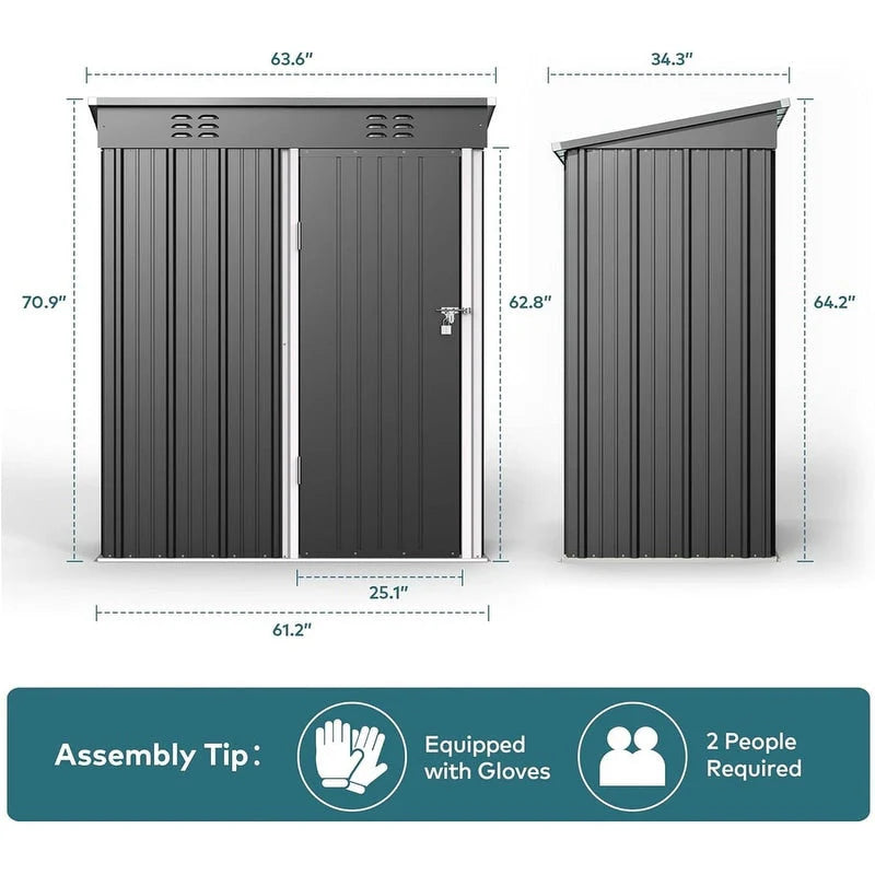 Abri de jardin en métal pour outils avec porte verrouillable pour mobilier de jardin et outils