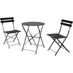 Ensemble bistrot pliant en métal 3 pièces, salon de conversation intérieur/extérieur résistant aux intempéries pour patio, cour, jardin