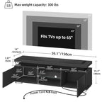 Meuble TV moderne Moasis pour TV 43-65 - Meuble TV console multimédia avec lumières LED