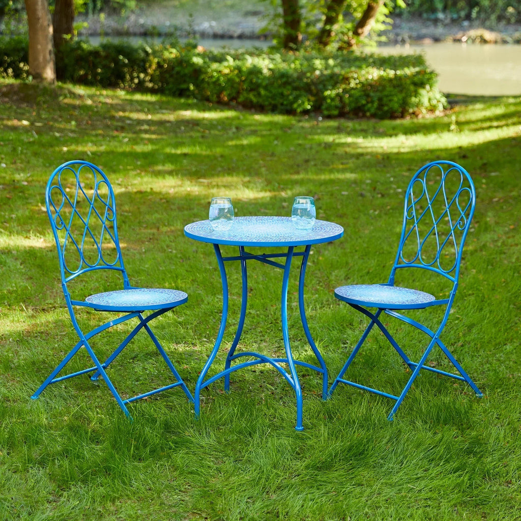 Ensemble bistrot pliant en métal Glitzhome pour extérieur, 3 pièces, table et chaises de patio