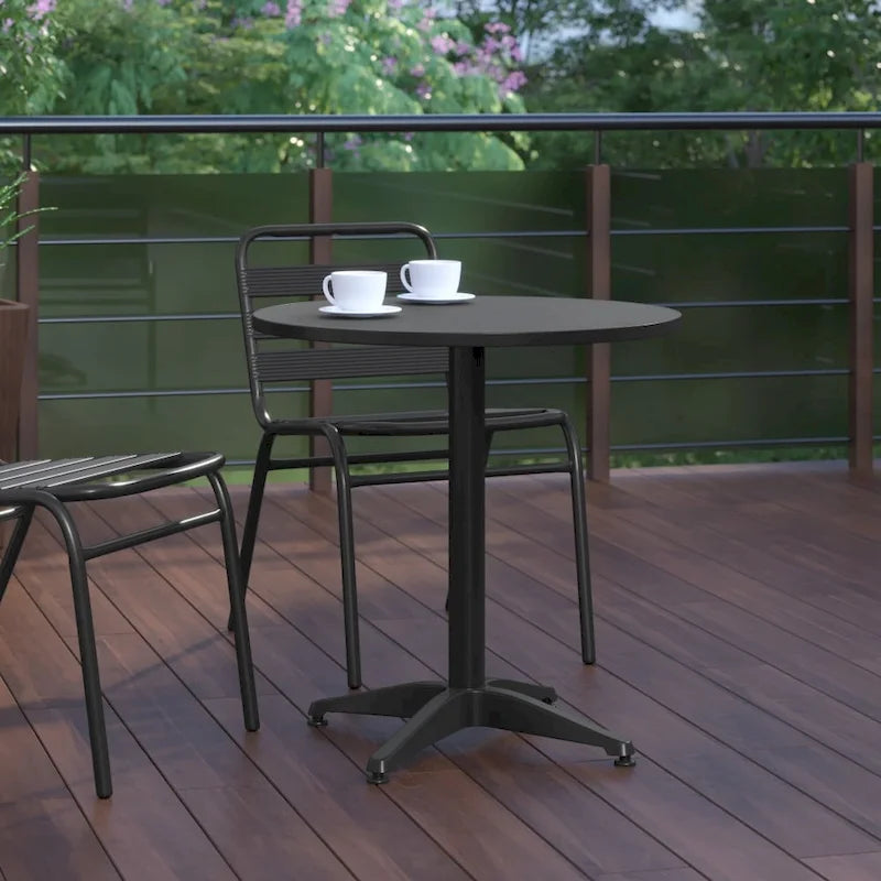 Table d'intérieur/extérieur en aluminium à plateau lisse de 27,5 po avec base