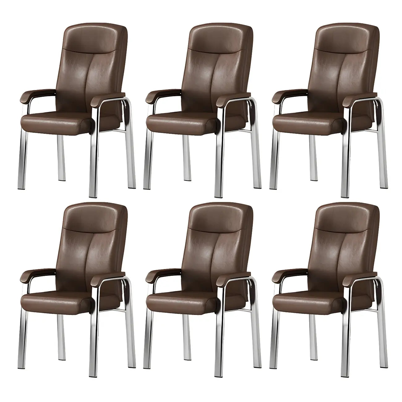 Chaise de bureau HomeyFad moderne en cuir et métal à 4 pieds avec accoudoirs