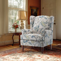 Fauteuil d'appoint moderne Erommy, fauteuil à dossier haut, canapé simple en tissu rembourré avec boutons et pieds en bois pour salon