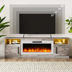 Meuble TV cheminée Bossin 70 avec cheminée électrique 36, meuble TV pour téléviseurs jusqu'à 80 pouces, lumières LED 16 couleurs/centre de divertissement