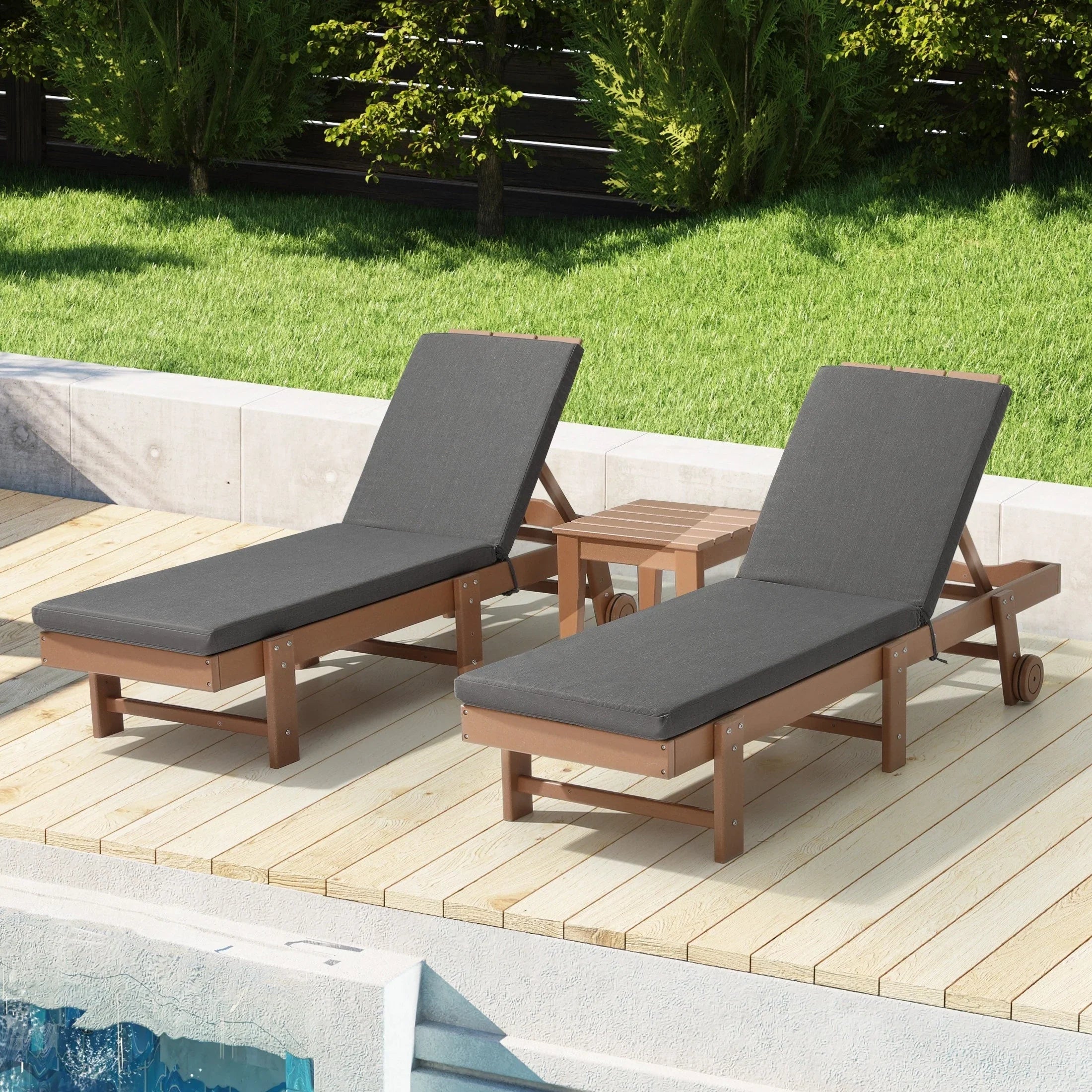 Coussins de chaise longue de patio d'extérieur tout temps Polytrends Fading Free - (Lot de 2)