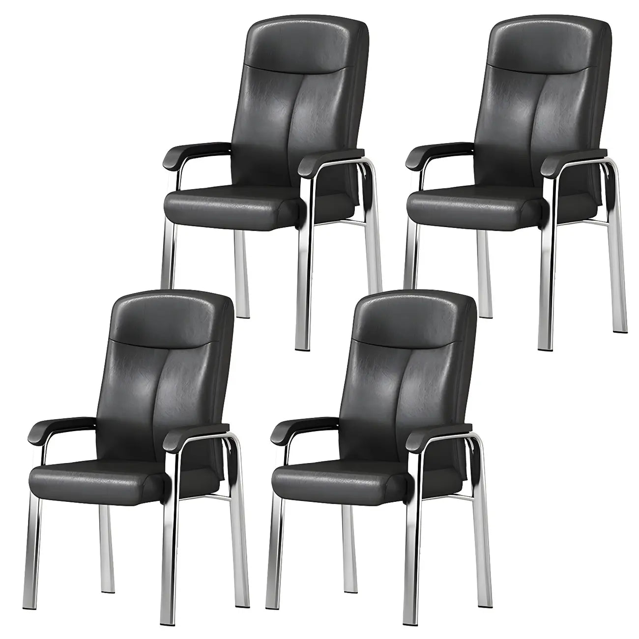 Chaise de bureau HomeyFad moderne en cuir et métal à 4 pieds avec accoudoirs