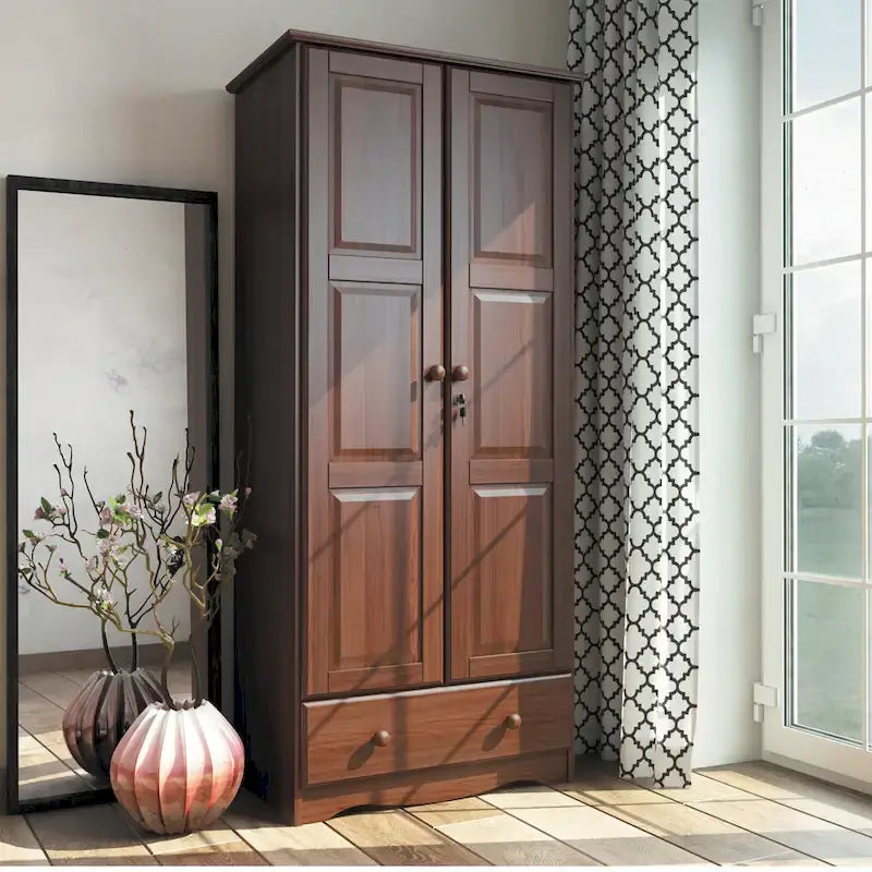Palace Imports Armoire flexible 100 % bois massif avec poignées en métal ou en bois