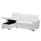 Canapé d'angle réversible avec lit gigogne, méridienne de rangement, pieds durables,