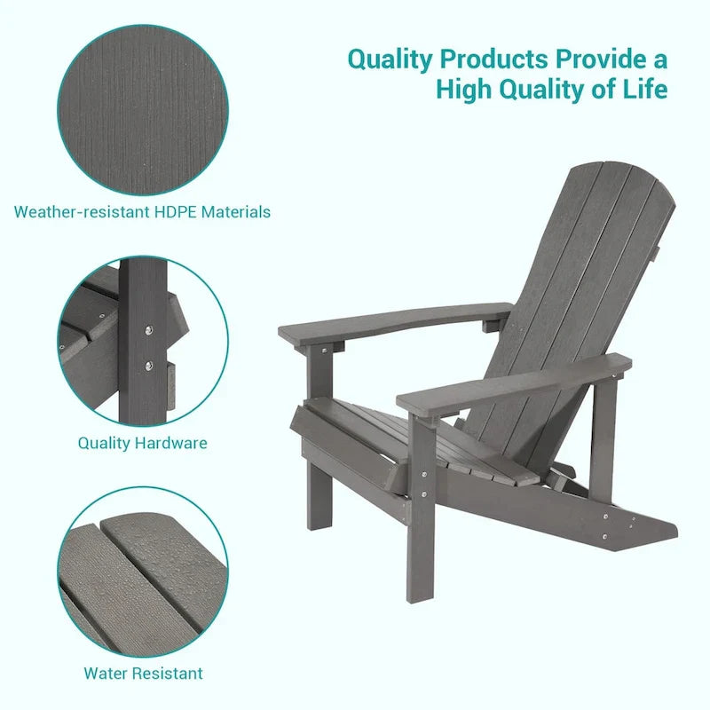 Chaises Adirondack d'extérieur en bois résistantes aux intempéries Bonosuki - Lot de 4