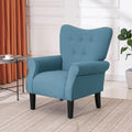 Fauteuil d'appoint moderne Erommy, fauteuil à dossier haut, canapé simple en tissu rembourré avec boutons et pieds en bois pour salon