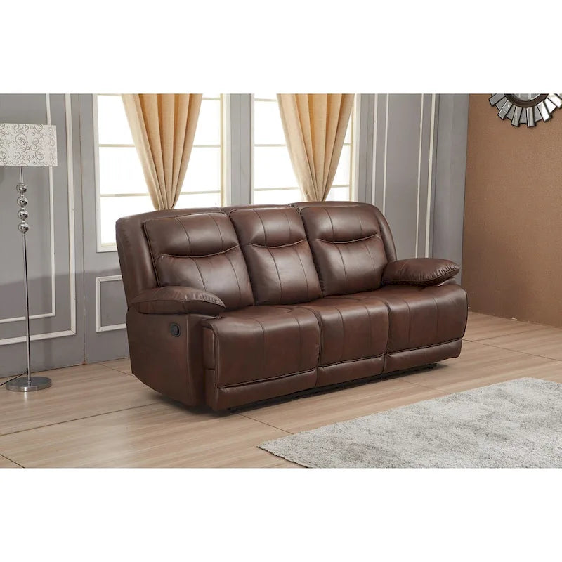 Ensemble de salon inclinable 3 pièces Betsy Furniture en cuir reconstitué : canapé, causeuse et fauteuil à bascule.