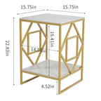 Table basse d'appoint en pierre frittée à 2 niveaux avec étagère de rangement - 40x40x58 cm