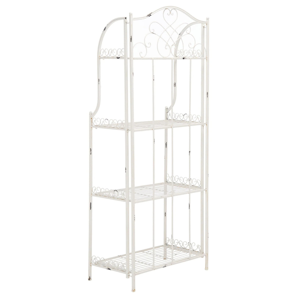 SAFAVIEH Bryn Étagère de boulanger d'extérieur victorienne en fer forgé à 4 niveaux - 63,5 cm l x 38,1 cm P x 160 cm H - 25L x 15P x 63H
