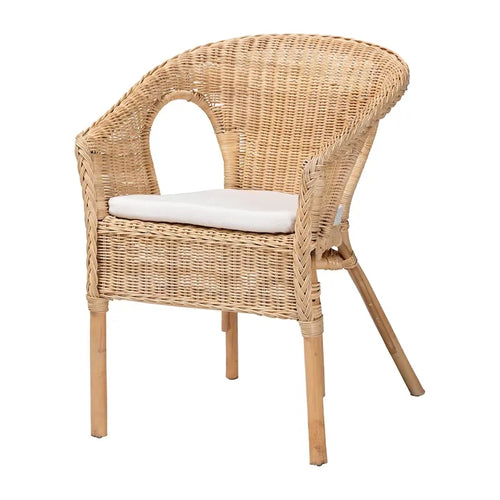 Chaise de salle à manger Abbey en rotin naturel, style bohème moderne