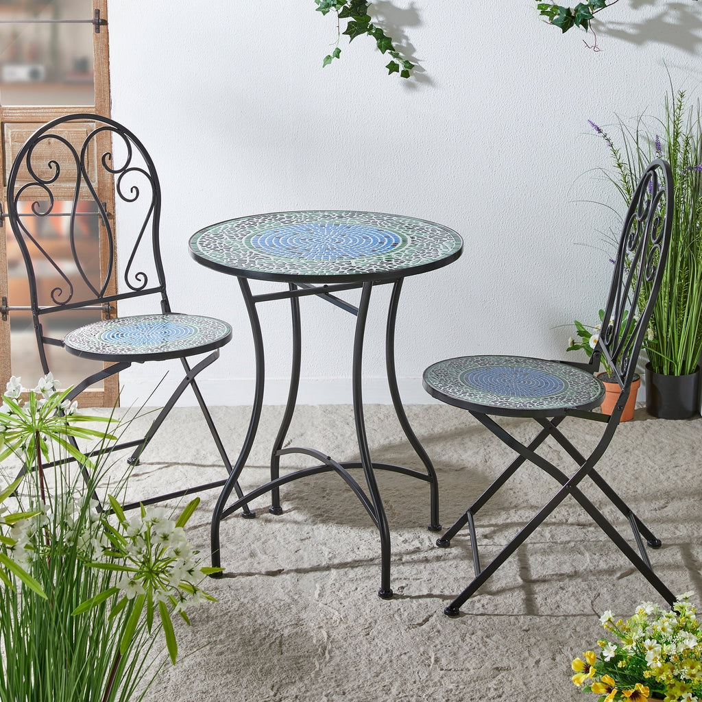 Ensemble bistrot pliant en métal Glitzhome pour extérieur, 3 pièces, table et chaises de patio