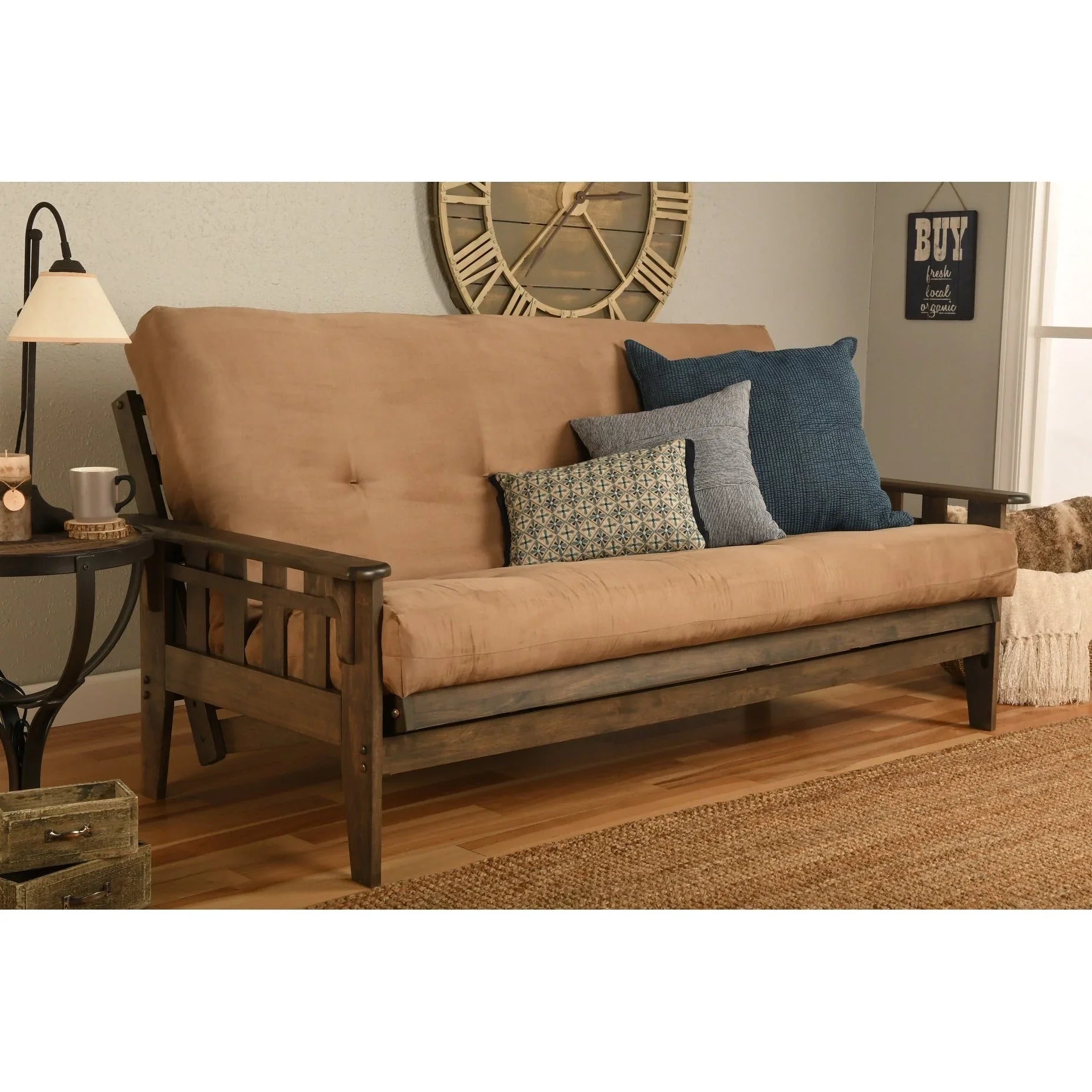 Ensemble de futon rustique pleine grandeur Somette Tucson en noyer avec matelas