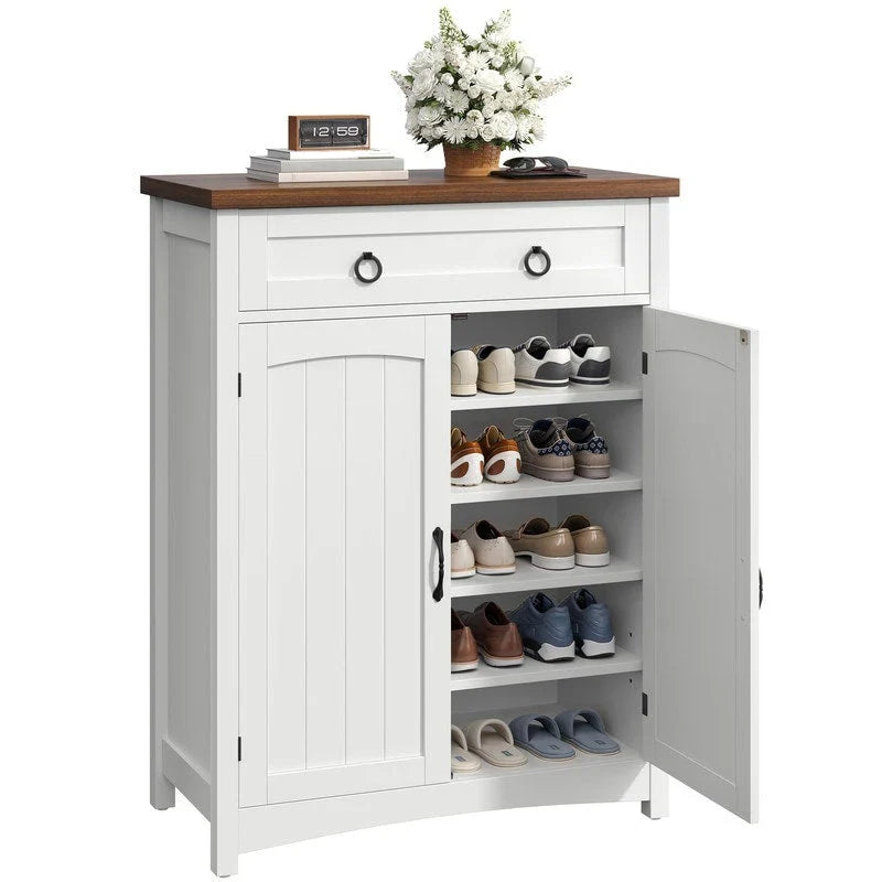 Meuble de rangement pour chaussures Moasis à 5 niveaux et 20 paires avec portes doubles pour entrée