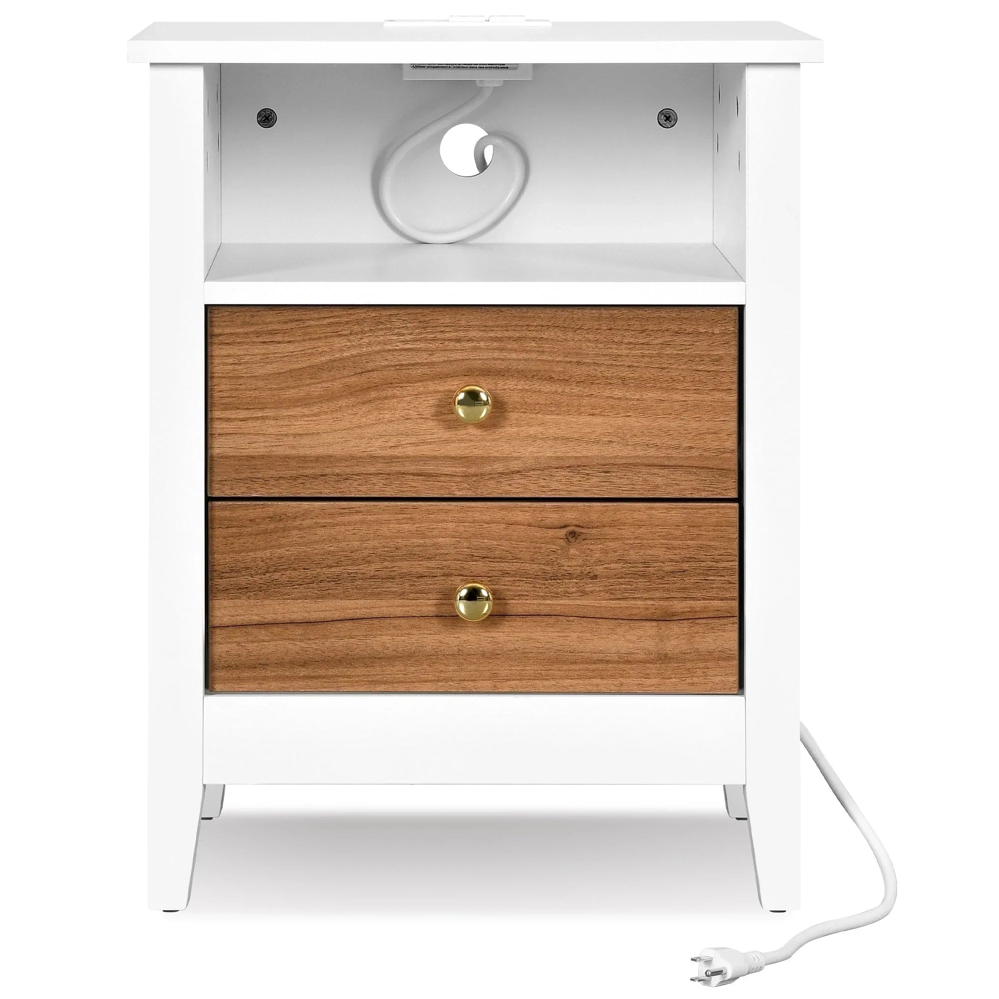 Tables de chevet (lot de 2) avec station de charge, table d'appoint avec 2 tiroirs, ports USB et prises, pour chambre à coucher