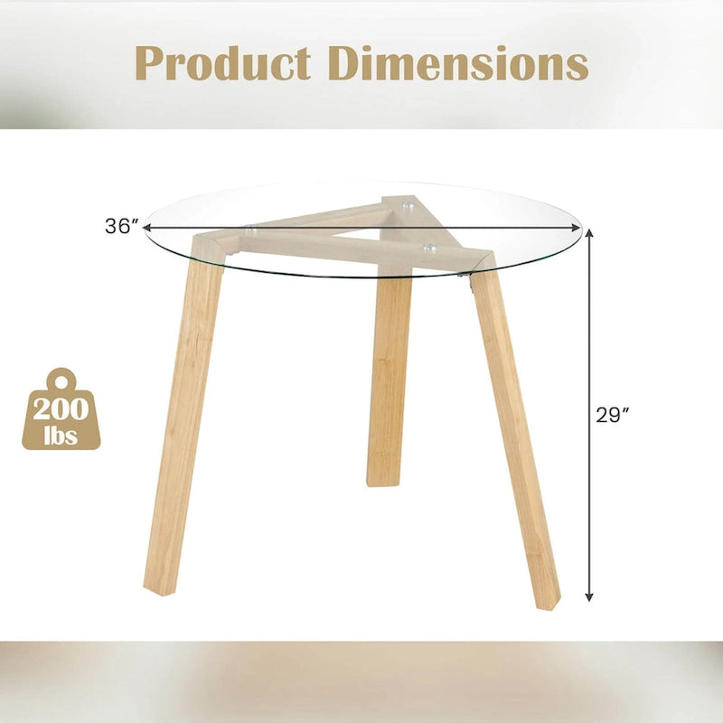 Table de salle à manger ronde en verre Costway 36" pour 4 personnes avec plateau en verre trempé - Voir détails