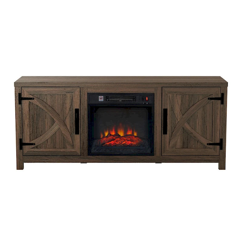 Meuble console de 147 cm avec foyer électrique pour téléviseurs jusqu'à 65 pouces