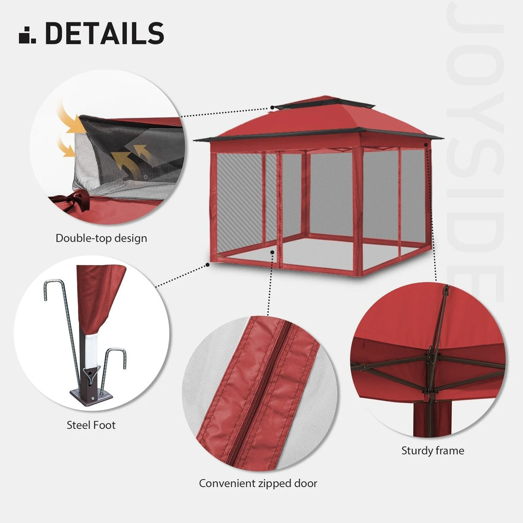 Cozywor Tonnelle escamotable en acier de 3,35 m x 3,35 m avec moustiquaire