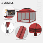 Cozywor Tonnelle escamotable en acier de 3,35 m x 3,35 m avec moustiquaire