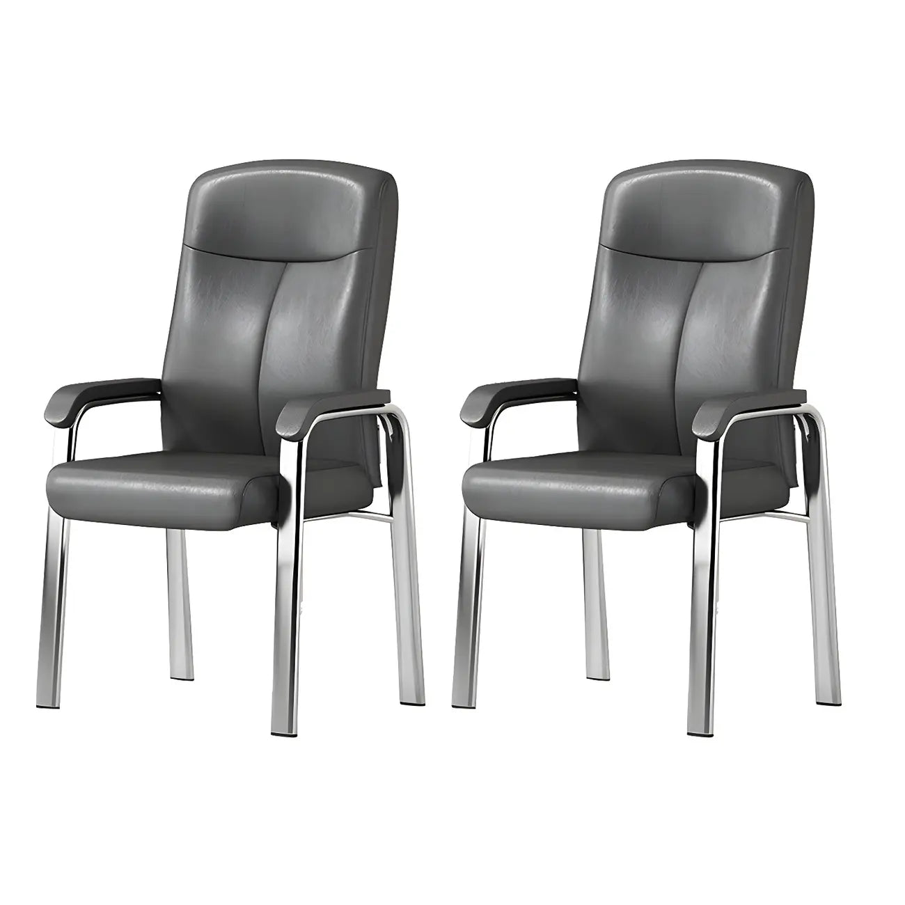 Chaise de bureau HomeyFad moderne en cuir et métal à 4 pieds avec accoudoirs