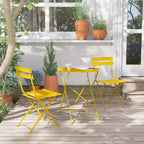 Ensemble bistrot pliant en métal 3 pièces, salon de conversation intérieur/extérieur résistant aux intempéries pour patio, cour, jardin