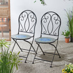 Ensemble bistrot pliant en métal Glitzhome pour extérieur, 3 pièces, table et chaises de patio