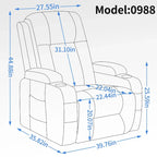 Fauteuil inclinable releveur électrique Lazy Boy, fauteuil de massage moderne à moteur unique avec chauffage lombaire, port de chargement USB, porte-gobelets