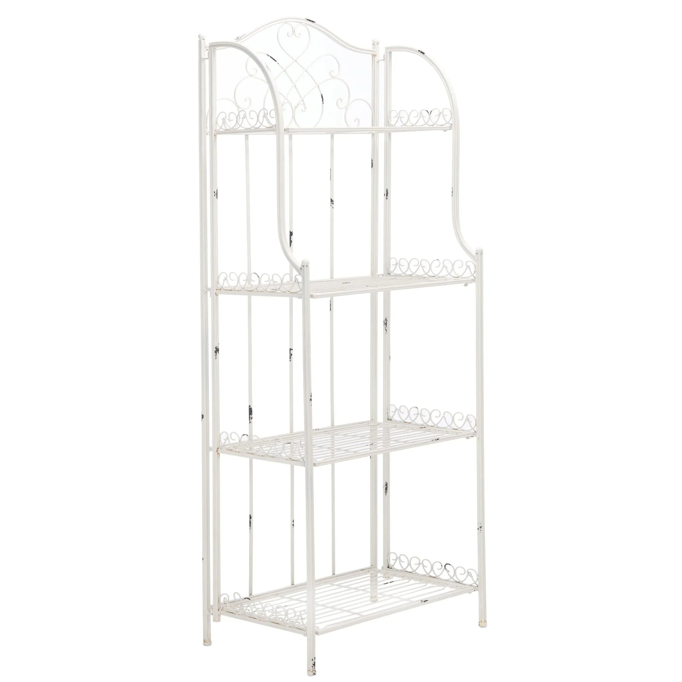 SAFAVIEH Bryn Étagère de boulanger d'extérieur victorienne en fer forgé à 4 niveaux - 63,5 cm l x 38,1 cm P x 160 cm H - 25L x 15P x 63H