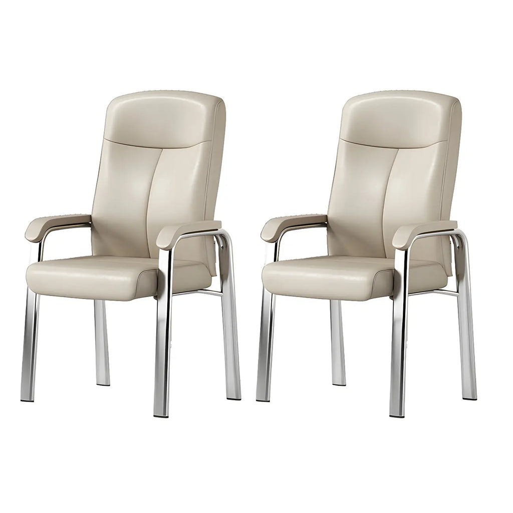 Chaise de bureau HomeyFad moderne en cuir et métal à 4 pieds avec accoudoirs