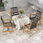 Chaises de salle à manger Gymax Patio 4 pièces en bois d'acacia Tressage de corde tout temps