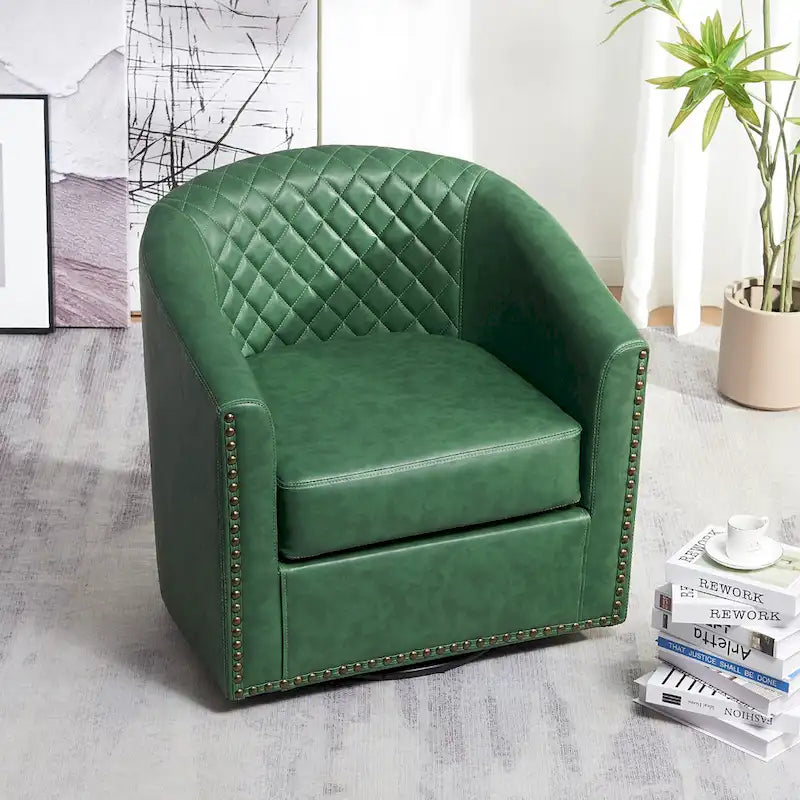Fauteuil à barillet pivotant en cuir PU touffeté KINWELL 29