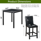 Ensemble de salle à manger moderne 5 pièces avec table carrée hauteur comptoir et 4 chaises rembourrées
