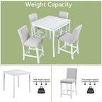 Ensemble de salle à manger moderne 5 pièces avec table carrée hauteur comptoir et 4 chaises rembourrées