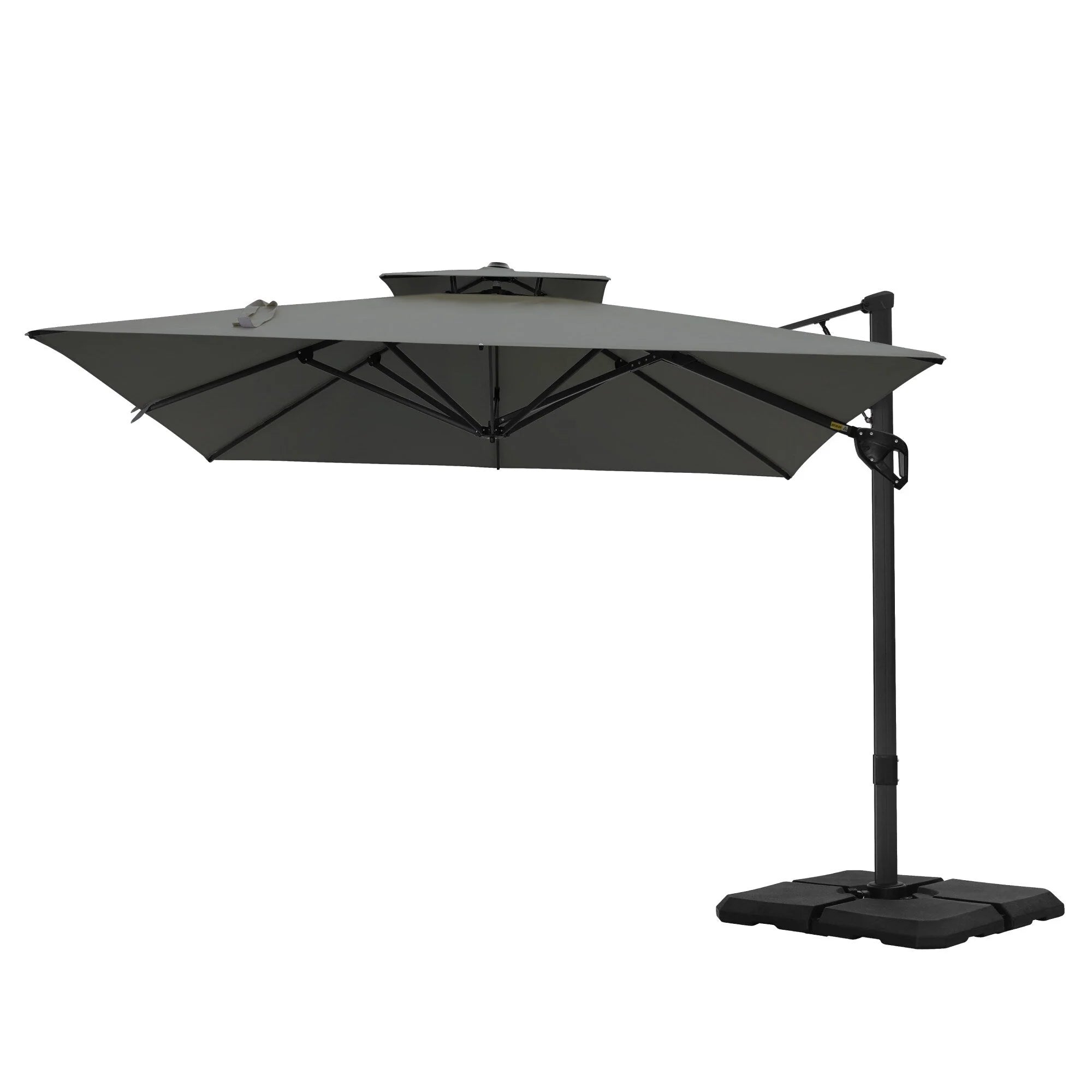 MAISON ARTS Parasol déporté hydraulique automatique 3,6 m avec mât en aluminium et rotation à 360 degrés