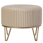 Tabouret pouf rond en velours surélevé avec base dorée épingle à cheveux
