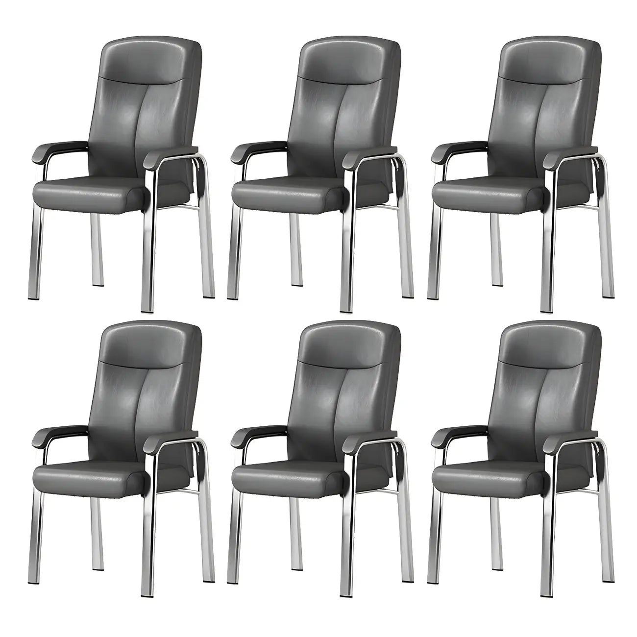 Chaise de bureau HomeyFad moderne en cuir et métal à 4 pieds avec accoudoirs