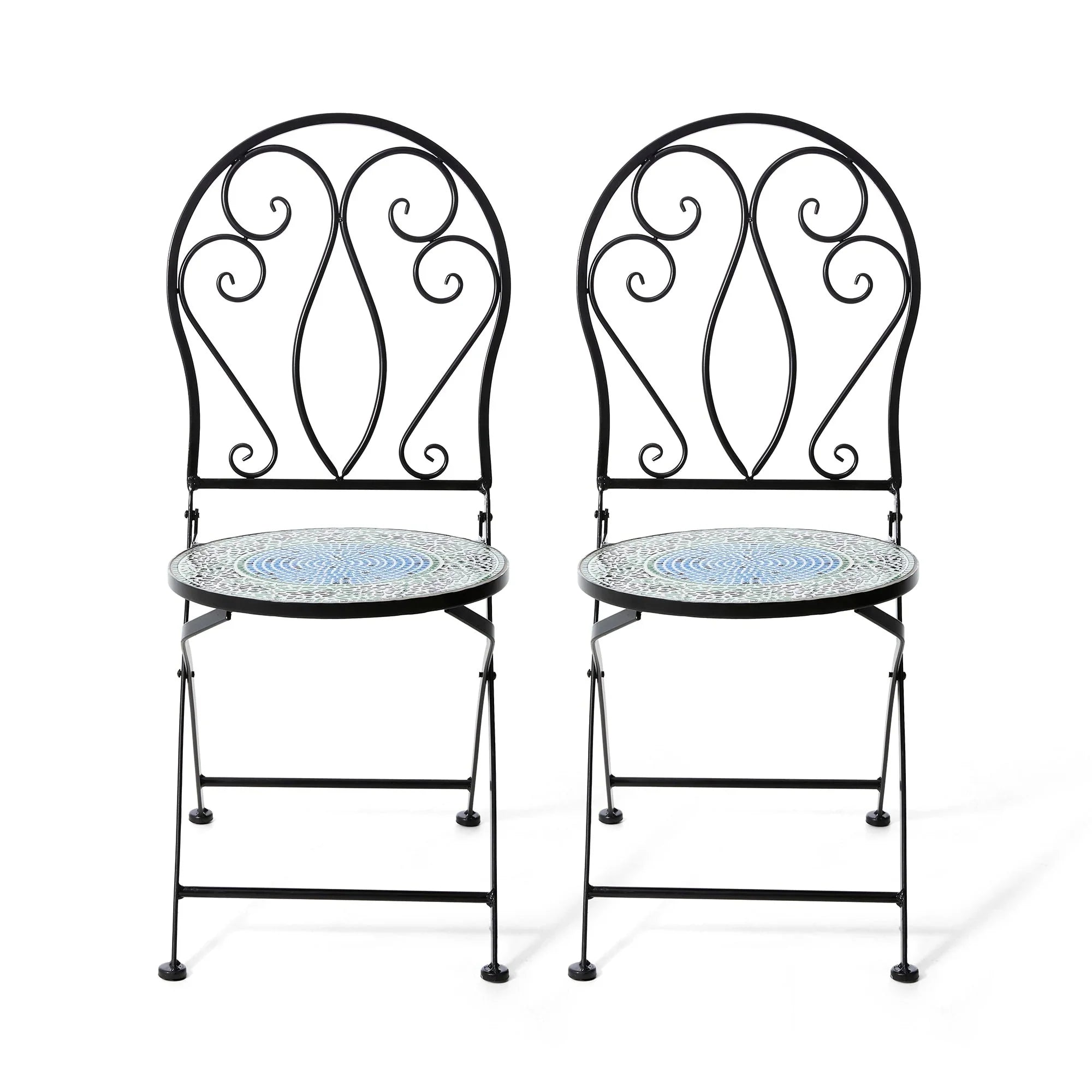 Ensemble bistrot pliant en métal Glitzhome pour extérieur, 3 pièces, table et chaises de patio